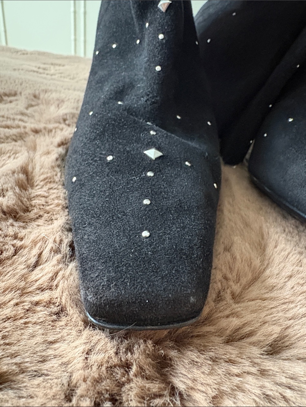 Casadei Black Suede Over-the-Knee Stiletto Boots with Stud Detail - Picture 6 of 6